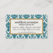 Faux Gold Glitter Damask Floral Pattern Business Visitekaartje (Achterkant)