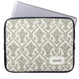 Faux Gold Glitter Damask Floral Pattern Gepersonal Laptop Sleeve