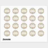 Faux Gold Glitter Damask Floral Pattern Stationery Ronde Sticker (Vel)