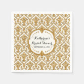 Faux Gold Glitter Damask Vrijgezellenfeest Party D Servetten (Voorkant)