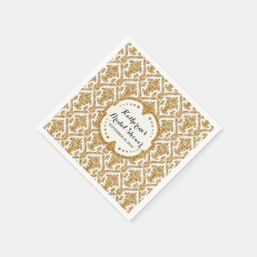 Faux Gold Glitter Damask Vrijgezellenfeest Party D Servetten (Hoek)