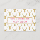 Faux Gold Glitter Deer kerstcadeaubon Visitekaartje (Voorkant)