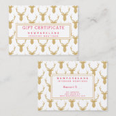 Faux Gold Glitter Deer kerstcadeaubon Visitekaartje (Voorkant / Achterkant)