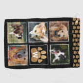Faux Gold Glitter Dog Pet Photo Collage Golfhanddoek (Horizontaal)