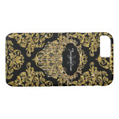 Faux Gold Glitter  Elegant Damask Case-Mate iPhone Case (Achterkant (Horizontaal))