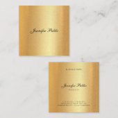 Faux Gold Glitter Elegant Hand Script Calligrafie Vierkante Visitekaartje (Voorkant / Achterkant)