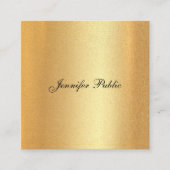 Faux Gold Glitter Elegant Hand Script Calligrafie Vierkante Visitekaartje (Voorkant)