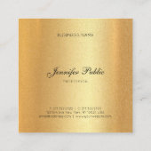 Faux Gold Glitter Elegant Hand Script Calligrafie Vierkante Visitekaartje (Achterkant)