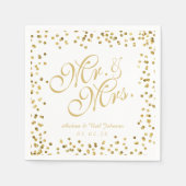 Faux Gold Glitter Elegant Mr en Mrs Wedding Servet (Voorkant)