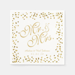 Faux Gold Glitter Elegant Mr en Mrs Wedding Servet