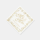 Faux Gold Glitter Elegant Mr en Mrs Wedding Servet (Hoek)