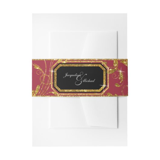 Faux Gold Glitter Elegant Scroll Classy Wedding Uitnodigingen Wikkel (Voorkant Voorbeeld)