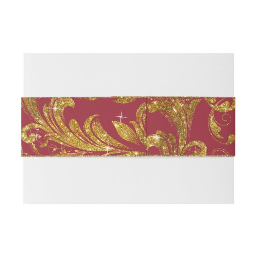 Faux Gold Glitter Elegant Scroll Classy Wedding Uitnodigingen Wikkel (Achterkant Voorbeeld)