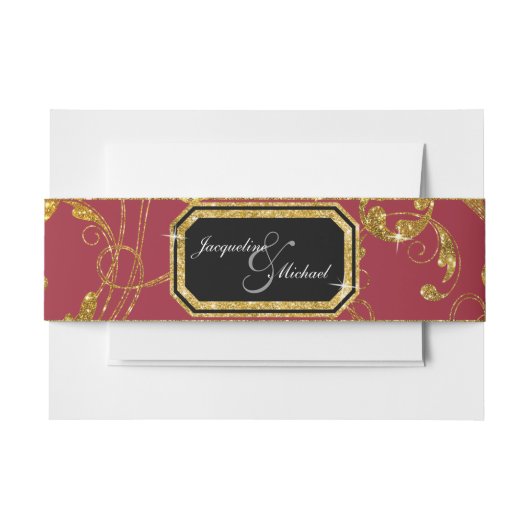 Faux Gold Glitter Elegant Scroll Classy Wedding Uitnodigingen Wikkel (Voorkant Voorbeeld)