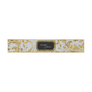 Faux Gold Glitter Elegant Scroll Classy Wedding Uitnodigingen Wikkel