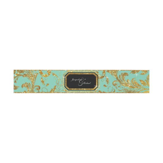 Faux Gold Glitter Elegant Scroll Classy Wedding Uitnodigingen Wikkel (Vlak)