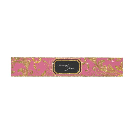 Faux Gold Glitter Elegant Scroll Classy Wedding Uitnodigingen Wikkel (Vlak)