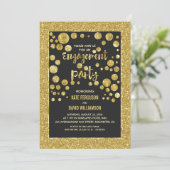 faux gold glitter en confetti verlofpartij kaart (Staand voorkant)