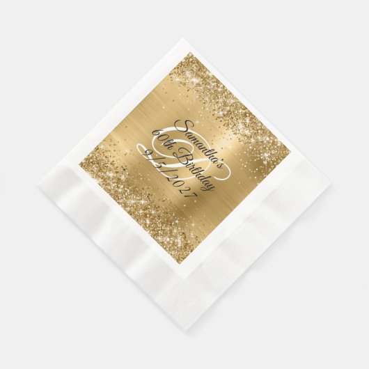 Faux Gold Glitter en Folie 60e verjaardag Servet (Hoek)