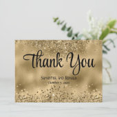 Faux Gold Glitter en Folie bruiloft bedankkaart (Staand voorkant)