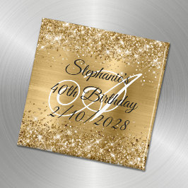 Faux Gold Glitter en Folie Monogram 40e verjaardag Magneet