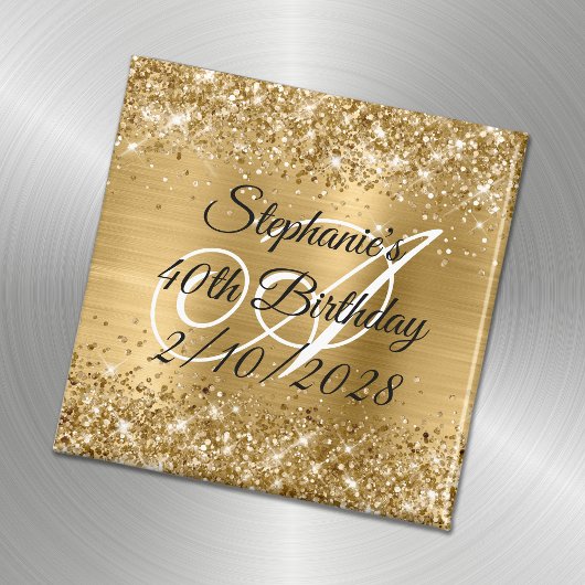 Faux Gold Glitter en Folie Monogram 40e verjaardag Magneet