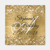 Faux Gold Glitter en Folie Monogram 40e verjaardag Magneet (Voorkant)