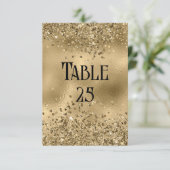 Faux Gold Glitter en Folie Trouwtafel Nummer Kaart (Staand voorkant)