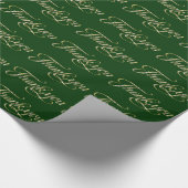Faux Gold Glitter en Green Bedankt Pattern Cadeaupapier (Hoek)