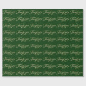 Faux Gold Glitter en Green Bedankt Pattern Cadeaupapier (Vlak)