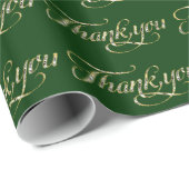 Faux Gold Glitter en Green Bedankt Pattern Cadeaupapier (Rol Hoek)