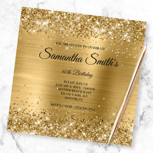 Faux Gold Glitter en Shiny Folie 40e verjaardag Kaart