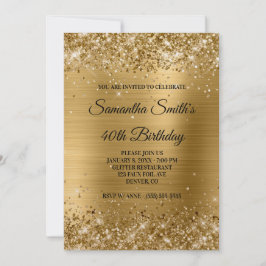 Faux Gold Glitter en Shiny Folie 40e verjaardag Kaart