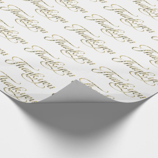 Faux Gold Glitter en White Hartelijk dank Patroon Cadeaupapier (Hoek)