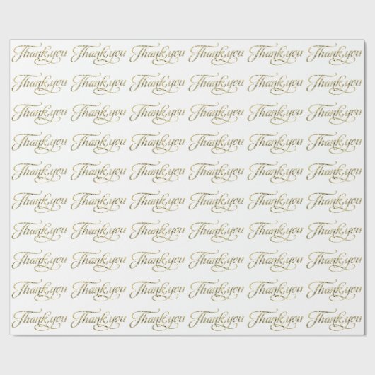 Faux Gold Glitter en White Hartelijk dank Patroon  Cadeaupapier (Vlak)