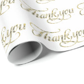 Faux Gold Glitter en White Hartelijk dank Patroon  Cadeaupapier (Rol Hoek)