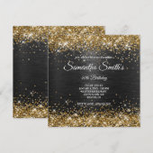Faux Gold Glitter en zwarte Folie 40e verjaardag Kaart (Voorkant / Achterkant)
