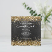 Faux Gold Glitter en zwarte Folie 40e verjaardag Kaart (Staand voorkant)