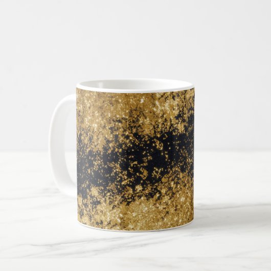 Faux Gold Glitter Faux Black Glitter Classic Mok (Voorkant links)
