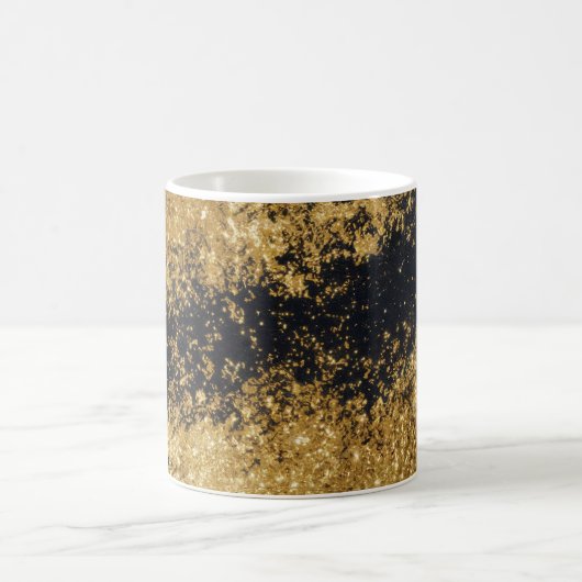 Faux Gold Glitter Faux Black Glitter Classic Mok (Center)