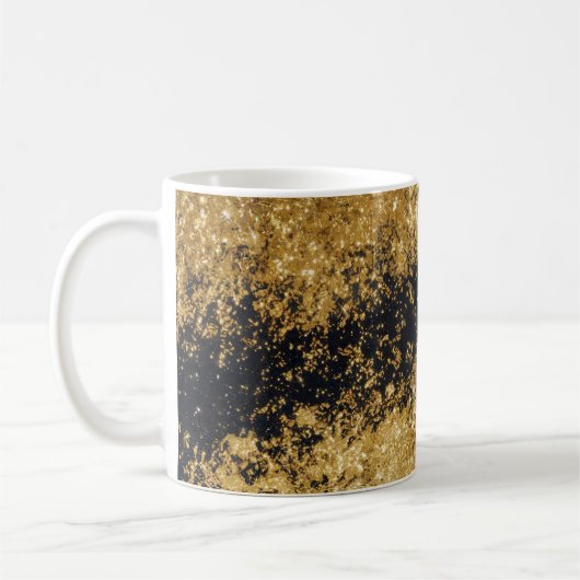 Faux Gold Glitter Faux Black Glitter Classic Mok (Links)