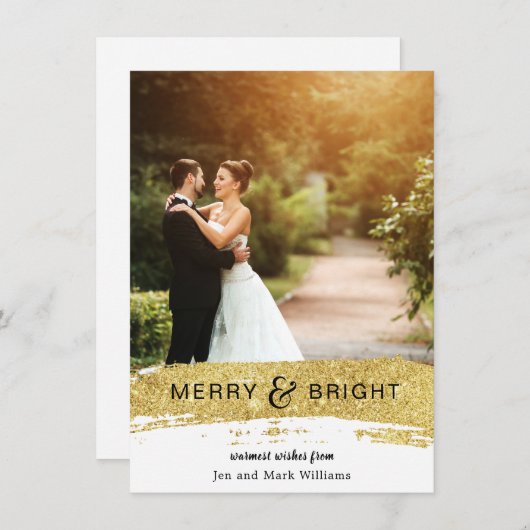 Faux Gold Glitter Feestdagenkaart (Voorkant / Achterkant)