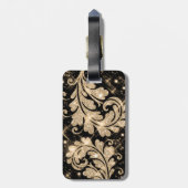 Faux Gold Glitter Floral Swirl Bagagelabel (Achterkant verticaal)