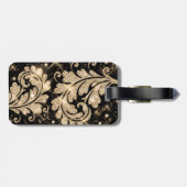 Faux Gold Glitter Floral Swirl Bagagelabel (Achterkant horizontaal)