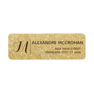Faux Gold Glitter Foil Return-adres Etiket