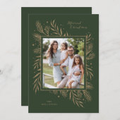Faux Gold Glitter Foliage Kerstvakantie Kaart (Voorkant / Achterkant)