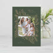 Faux Gold Glitter Foliage Kerstvakantie Kaart (Staand voorkant)