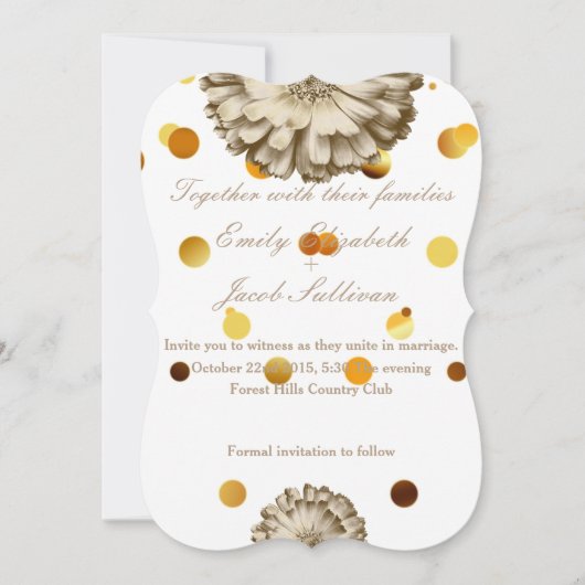 Faux Gold Glitter Folie Daisy Geïnspireerd huwelij Save The Date (Voorkant)