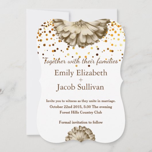 Faux Gold Glitter Folie Daisy Geïnspireerd huwelij Save The Date (Voorkant)