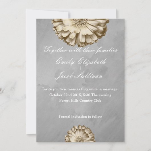 Faux Gold Glitter Folie Daisy Geïnspireerd huwelij Save The Date (Voorkant)
